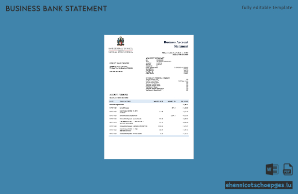 Kontoauszug der Zentralbank von Malta (Word und PDF) – 1 Beispielvorschau